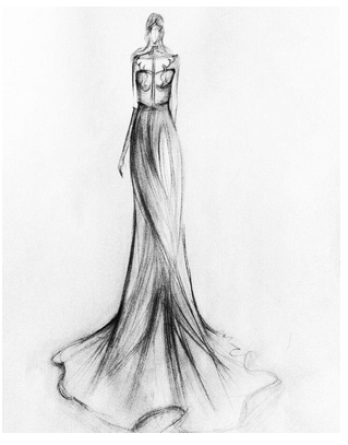 手绘 草图 素描 婚纱 礼服 优雅 唯美 艺术 草稿 素描 铅笔画 设计