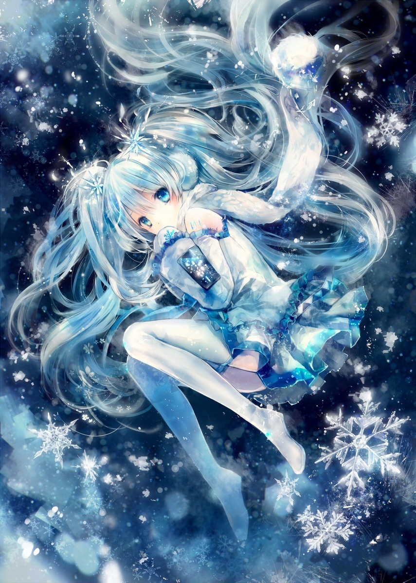 ゆきみく 雪初音 p站 二次元 少女 头像 插画 初音未来 miku 2015