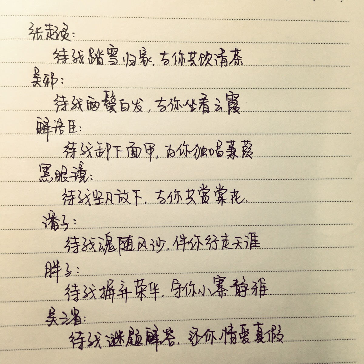 盗墓笔记手写字体《待我……》