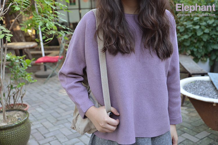 elephant秋精选 很难不爱的灰紫色 细密小羊绒 优质毛衣