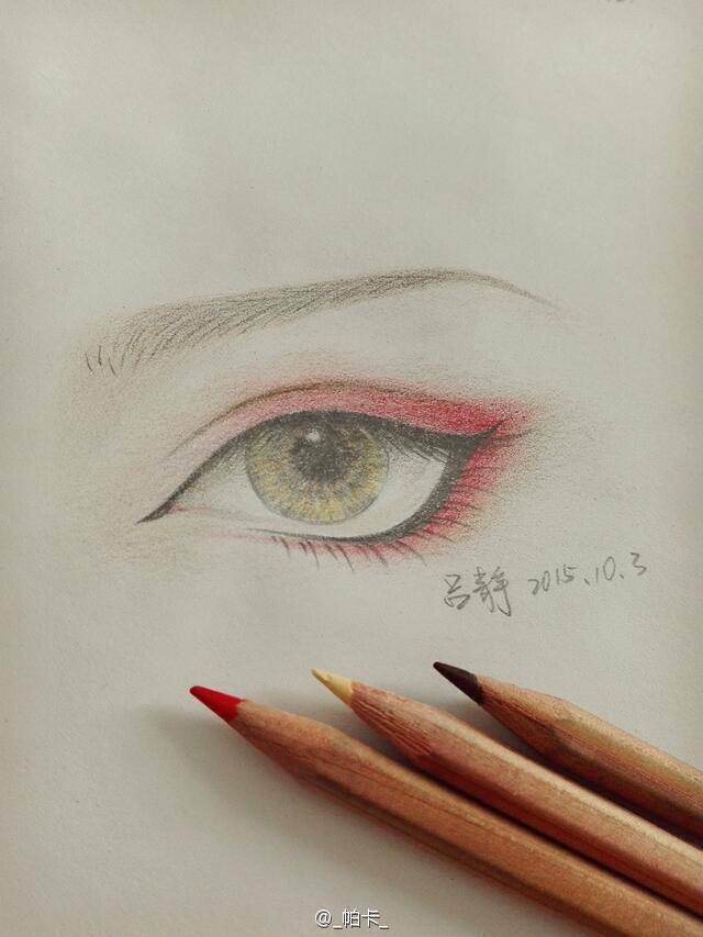 手绘 眼睛 动漫 cos 眼妆 铅笔画 彩铅画 素描