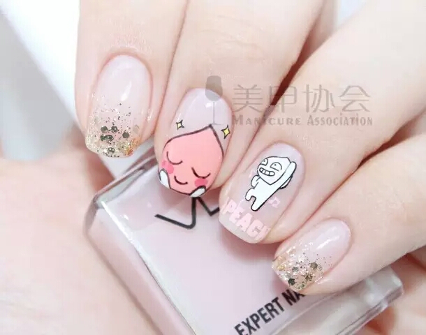 甜美可爱小清新 美甲,不想更新了_(:з」∠)