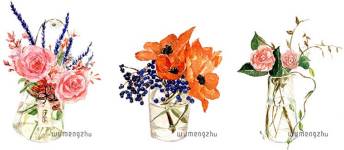 水彩画 手绘 插画 花束