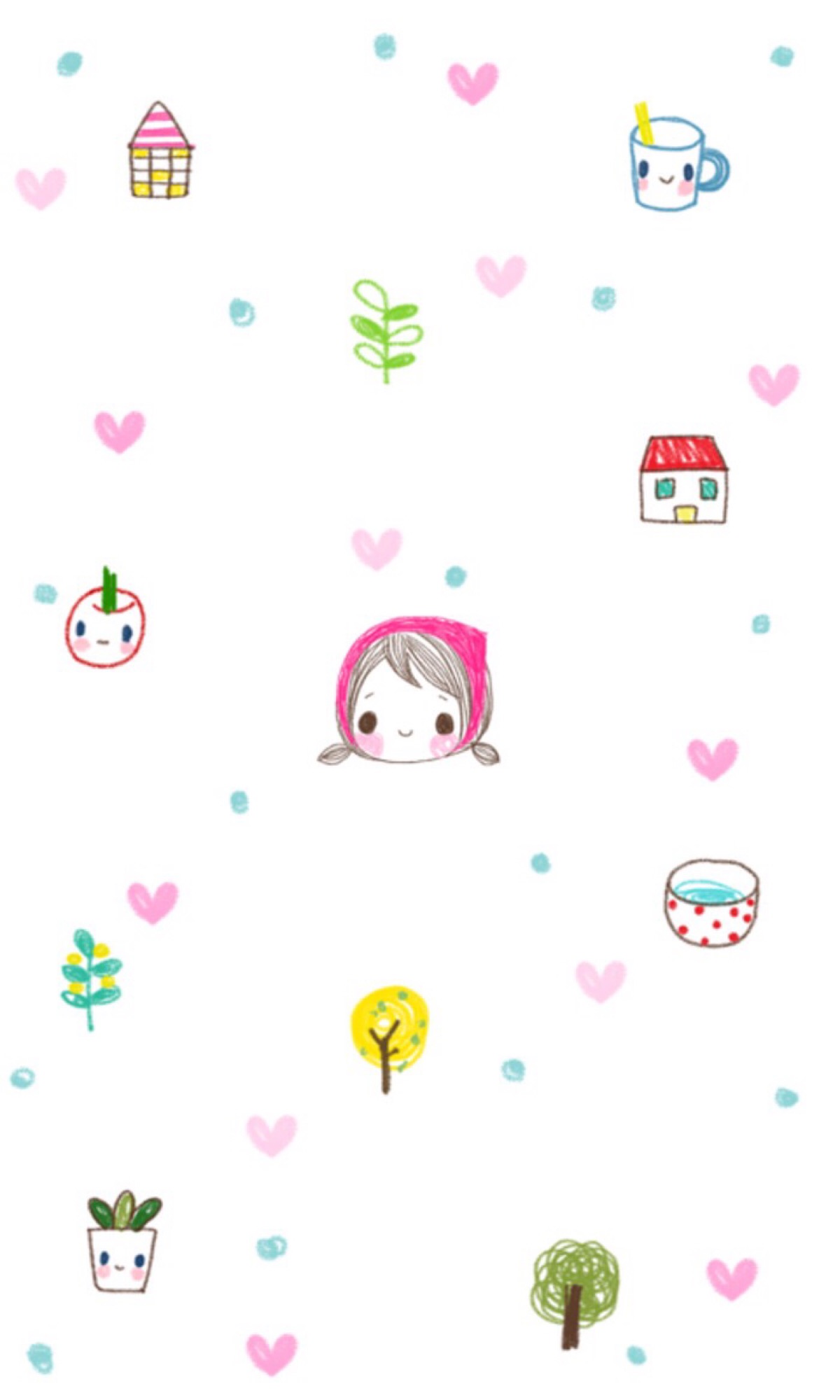 背景 #壁纸 #平铺 #白色 #简洁 #可爱 #卡通 #小红 