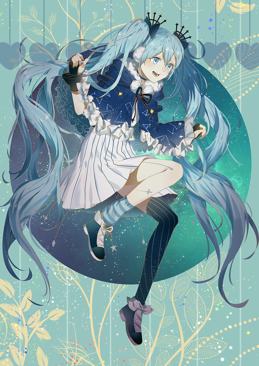 冬の夜ミク 初音未来 动漫美少女 壁纸 插画 封面 美图 v家 p站 板绘