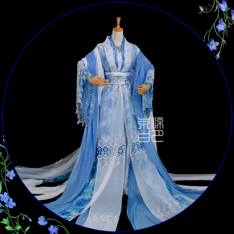 【凉月】【蓝翠微】古装cos服 蓝白华丽古装