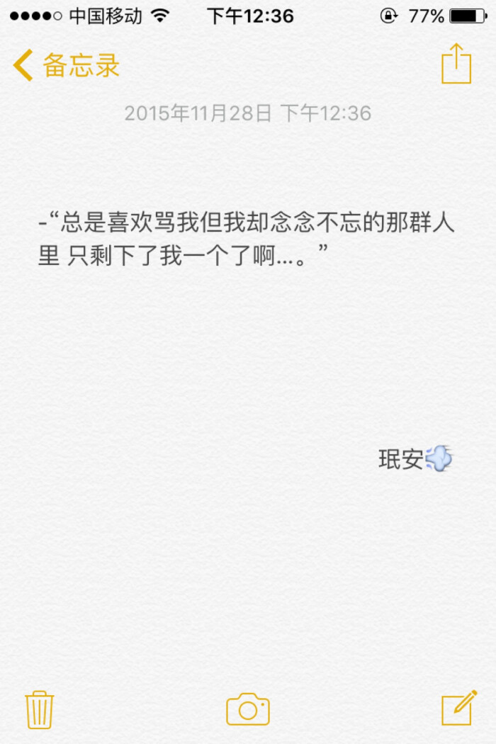 备忘录文字 "总是喜欢骂我但我却念念不忘的那群人里 只剩下我一个了