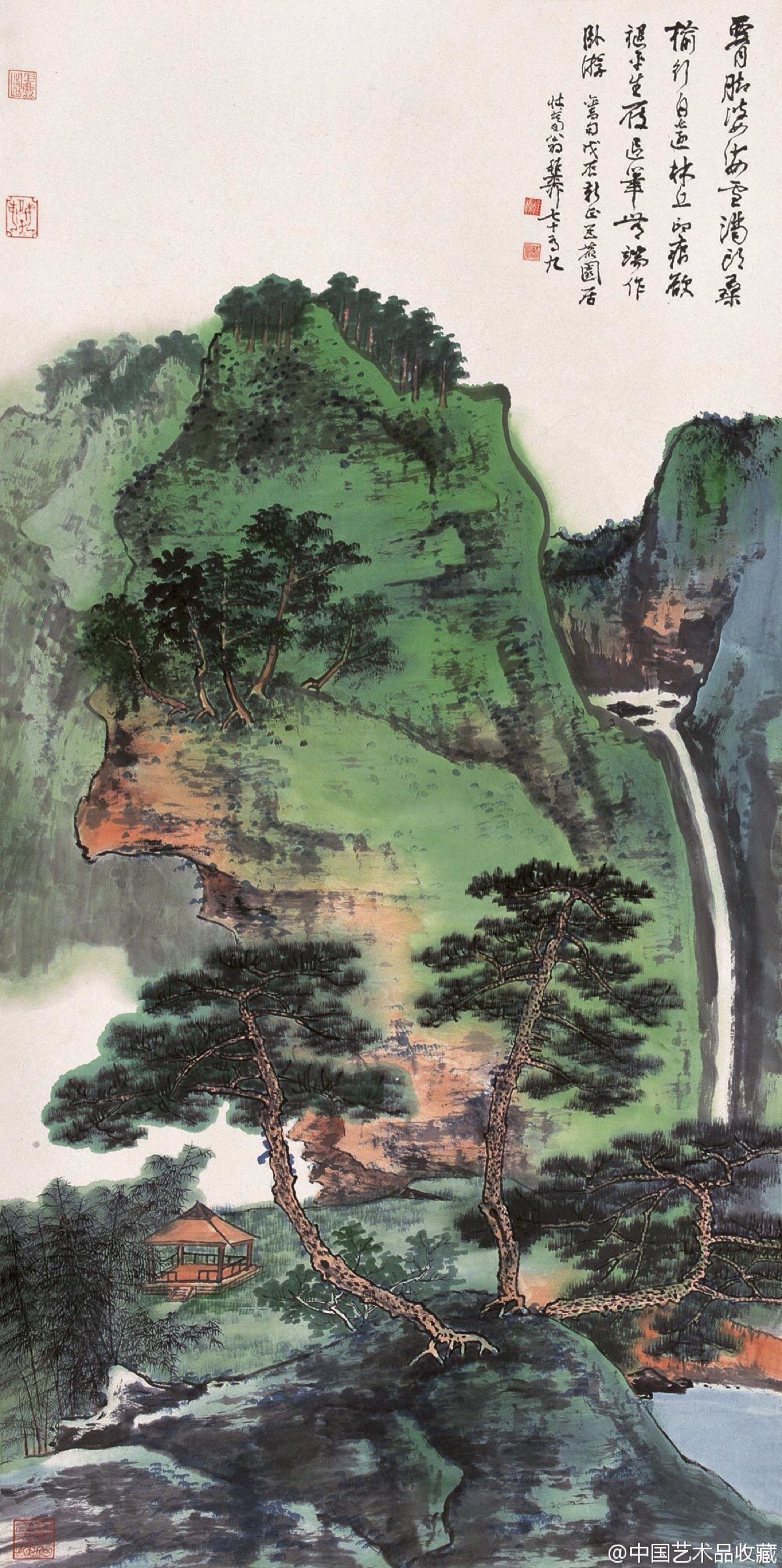 山水画#【 谢稚柳 《山水图》 】谢稚柳的山水画一开始就力学北宋,从