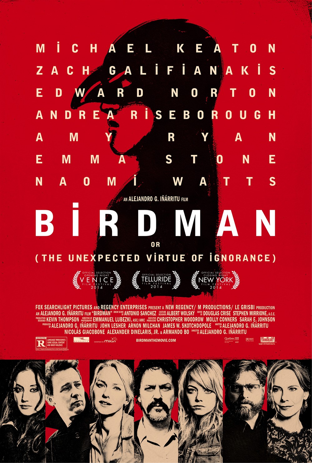 《鸟人》 michael keaton,edward norton,emma stone,naomi watts