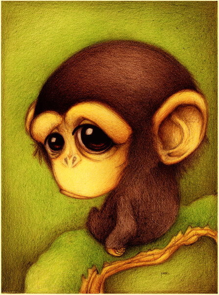 手绘q版小猴子,是在等待大圣归来嘛?