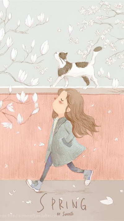 壁纸#女孩与猫#春天#傲娇#小清新