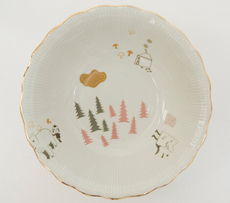 森林物语 小清新可爱彩绘图案陶瓷碗盘