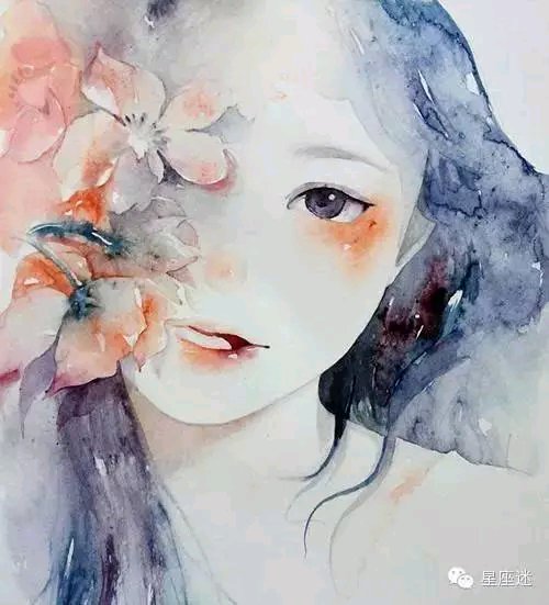 水彩 插画 女 唯美 头像