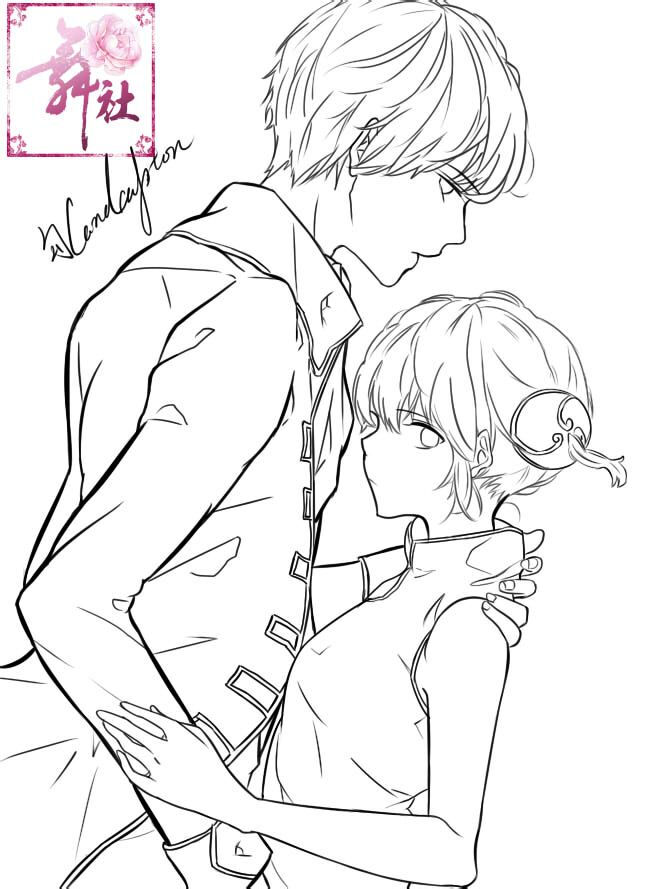 动漫人物 线稿 彩稿 素材 插画