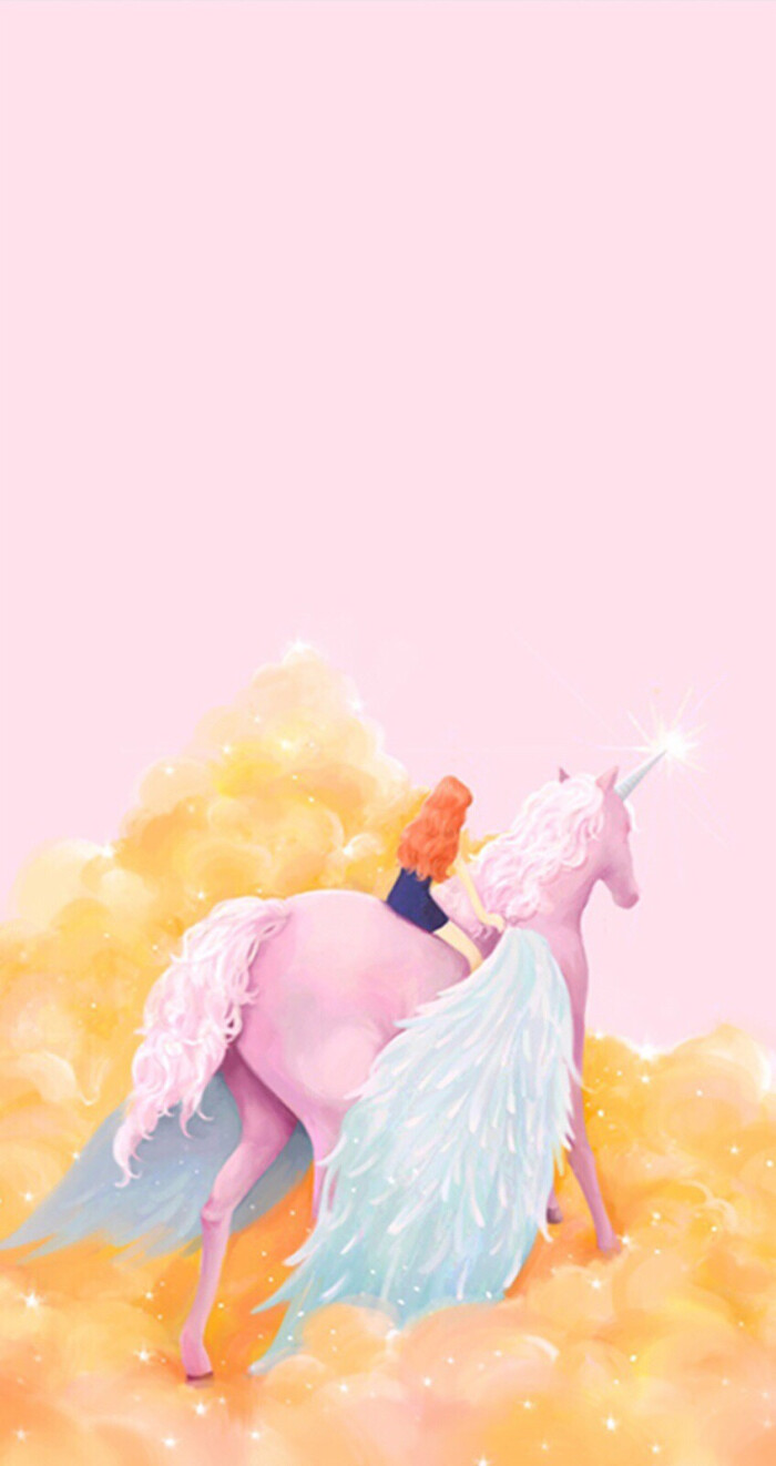 小公主 骑马 粉色 壁纸 锁屏 背景图 卡通