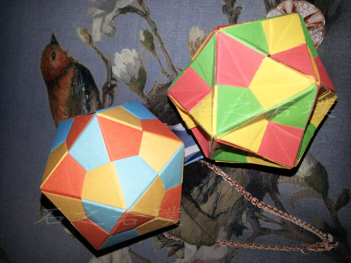 【石之若璞-折纸-花球】三色球~正正经经的正20面体~与之前那个有点