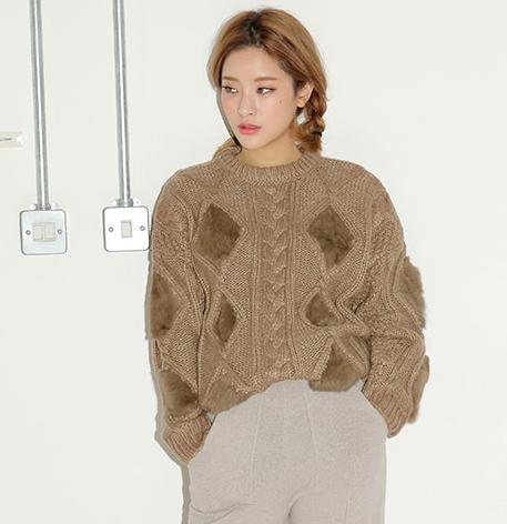 海外奢侈品韩国直送毛衣女冬季韩版高档软毛宝石纹针织衫