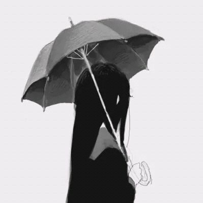 黑白头像.雨伞