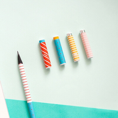 韩国jstory时尚创意条纹圆点格子铅笔笔帽防脏笔盖文具 4个入