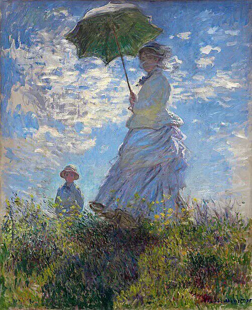 莫奈--打伞的女人。1892年,莫奈与爱丽丝…-堆