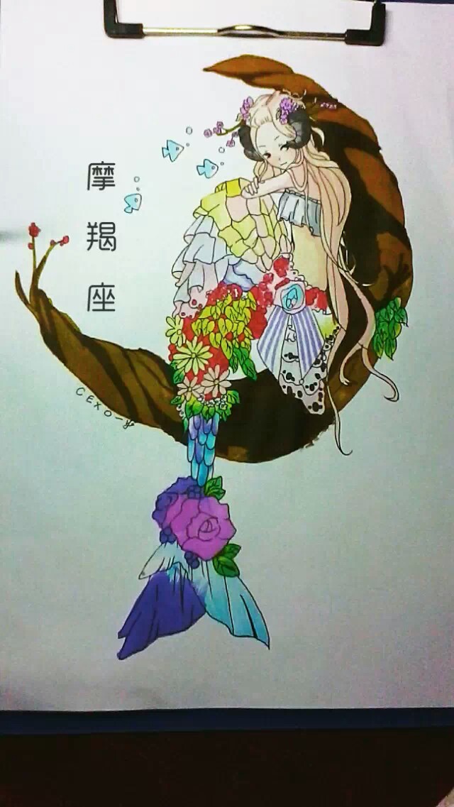 摩羯座手绘插画