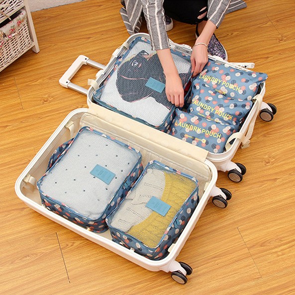旅行收纳袋衣服行李箱整理袋旅游必备衣物内衣分装收纳包6件套装