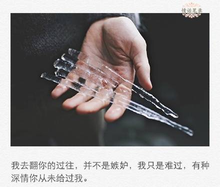 我去翻你的过往,并不是嫉妒,我只是难过,有种深情你从未给过我.