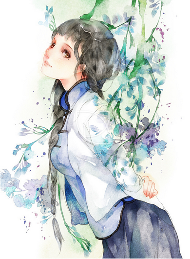 【插画,绘画,水彩,小清新,壁纸,唯美,少女,森女】