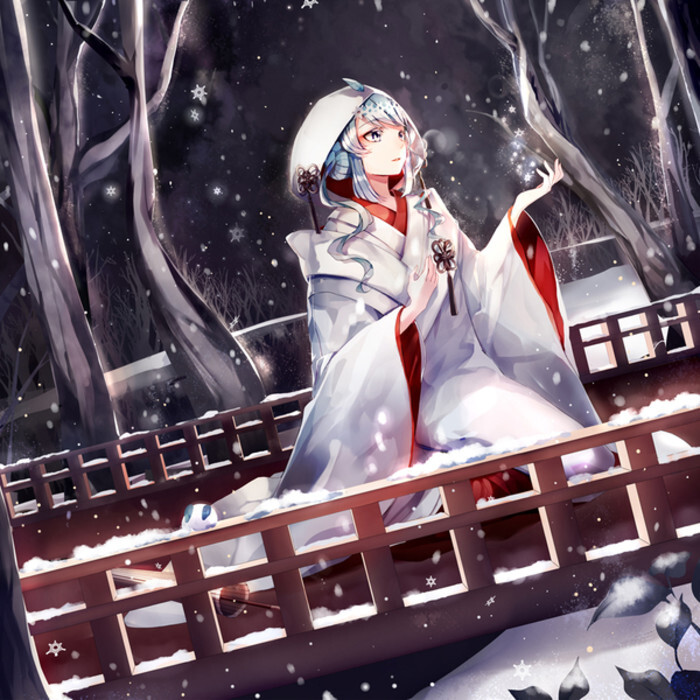 【初音ミク】二次元 v家 初音ミク 古风 白无垢 雪 小清新 插画 唯美