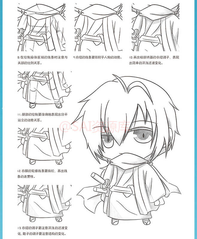 sai资源库# 动漫q版各姿势绘画参考,及画法思路,自己借鉴,转需