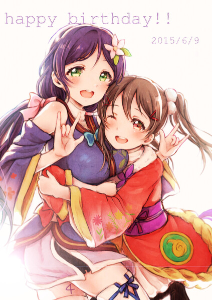 『沫沫』动漫原创 插画手绘 二次元 少女 矢泽妮可 东条希 love live