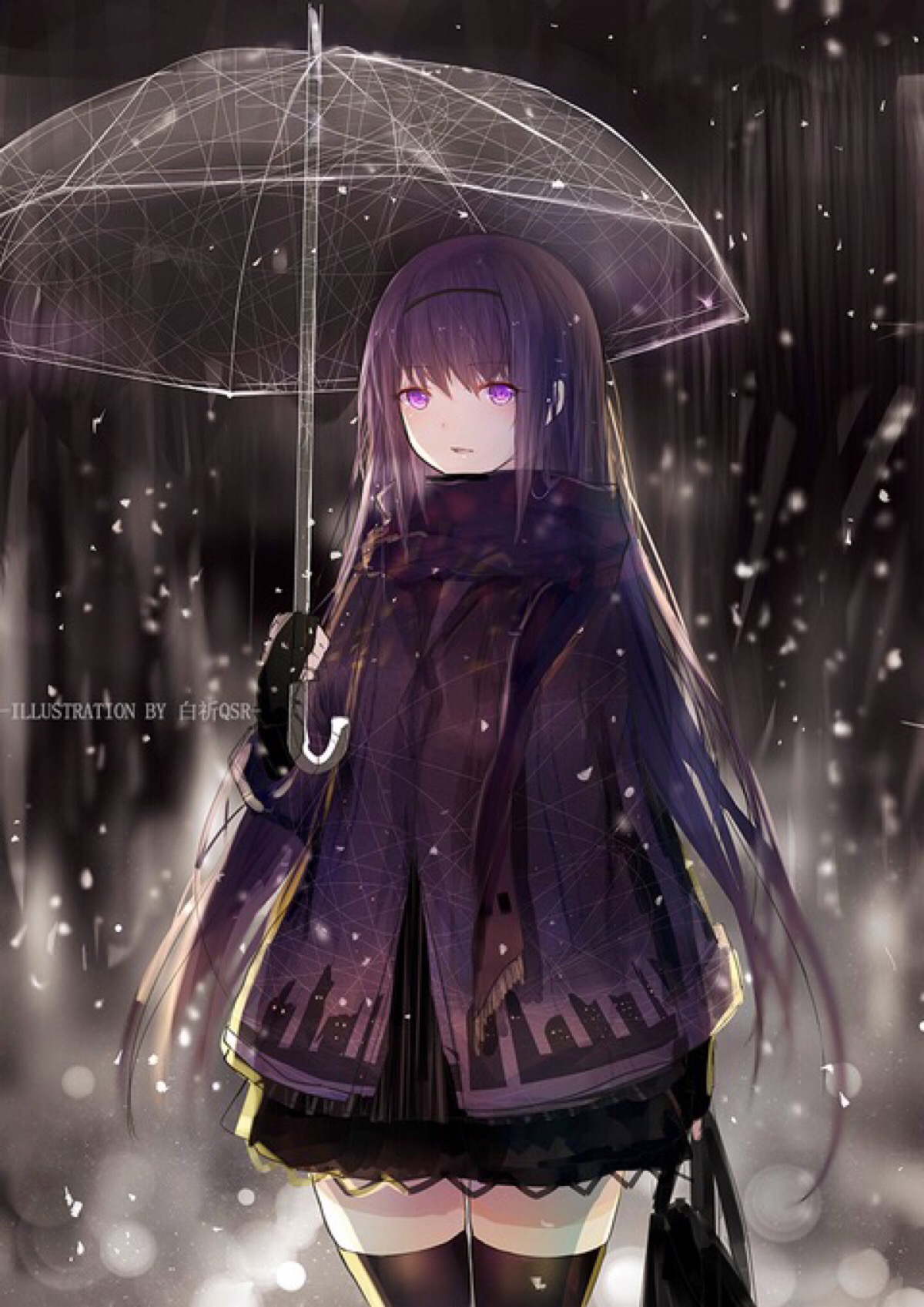 魔法少女小圆 黑长直 动漫 二次元 雨伞