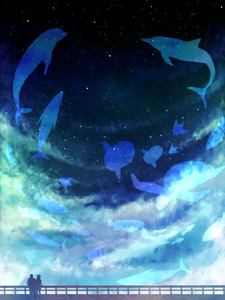 蓝雪』蓝天白云 动漫插画 二次元 场景 意境…-