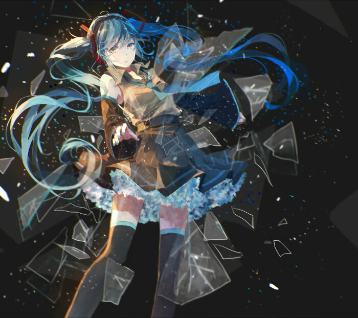 动漫 双马尾 初音 v家 同人 美图 少女 意境 梦幻 插画 人物 美炸