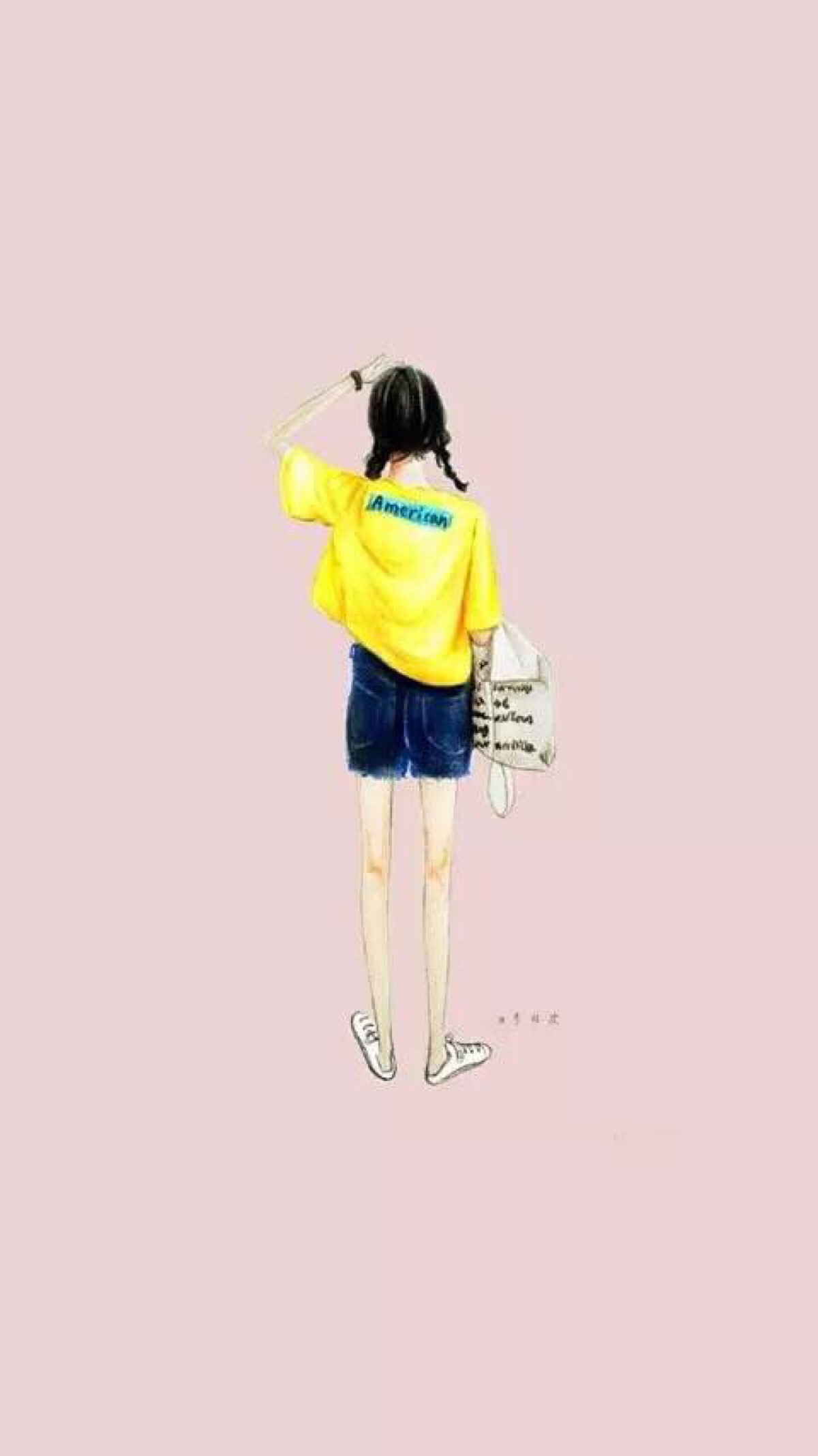 每日壁纸#锁屏#少女#粉色#背影
