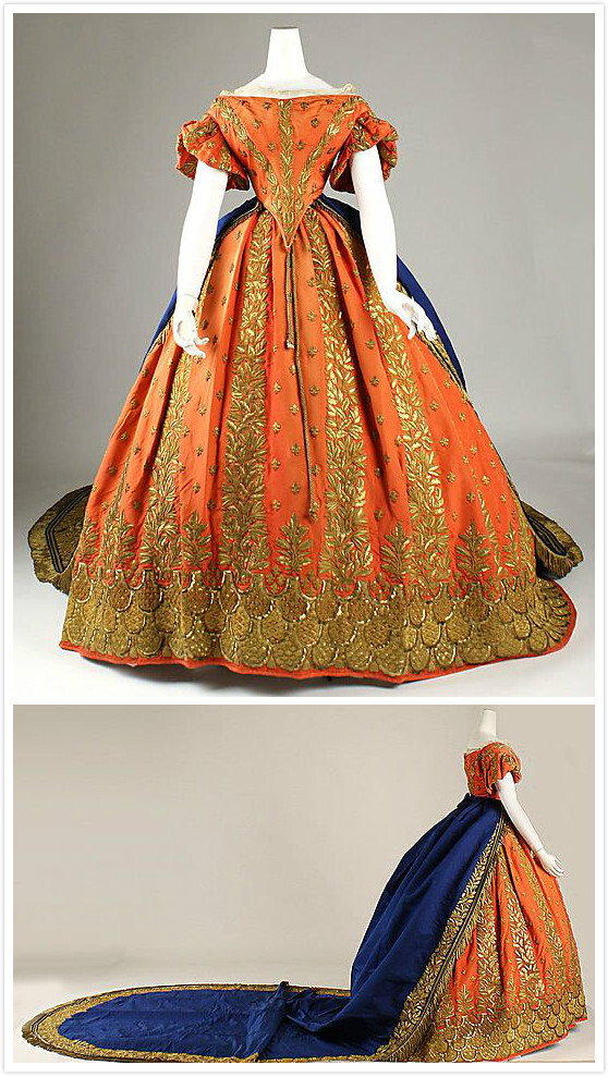 宫廷礼服1857,意大利,丝绸和黄金制成