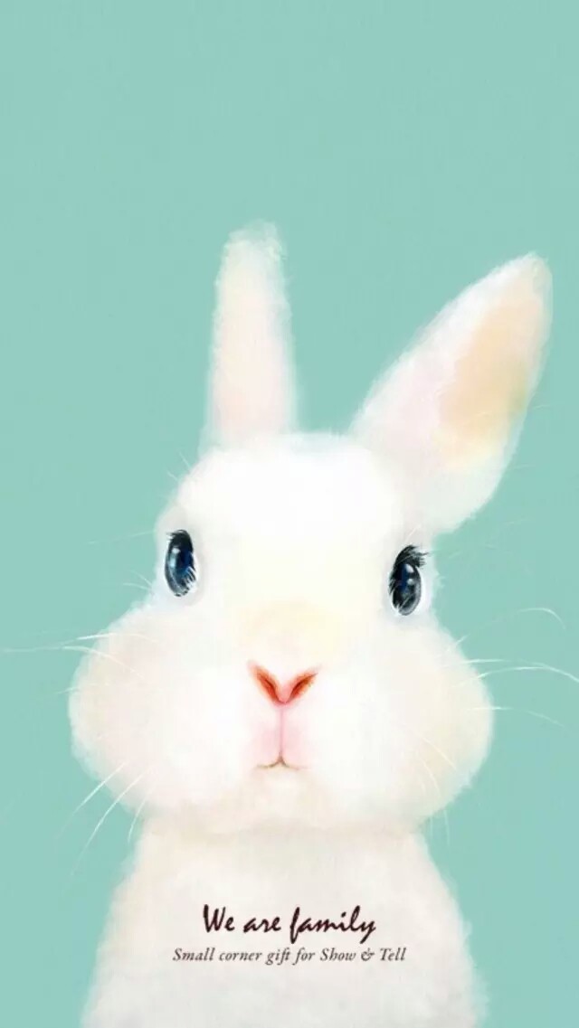 可爱 兔子 蓝色 cute 卡哇伊 壁纸 背景图 锁屏