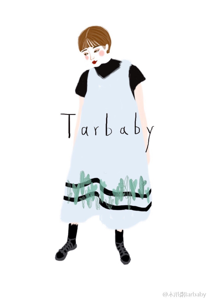 时尚手绘 女孩 服装插画 壁纸 作者by 木爪粥tarbaby