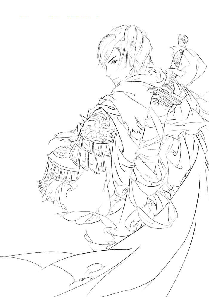 线稿# #古风# 古风男子 线稿大全,漫画上色线稿大全,上色素材,橡皮章