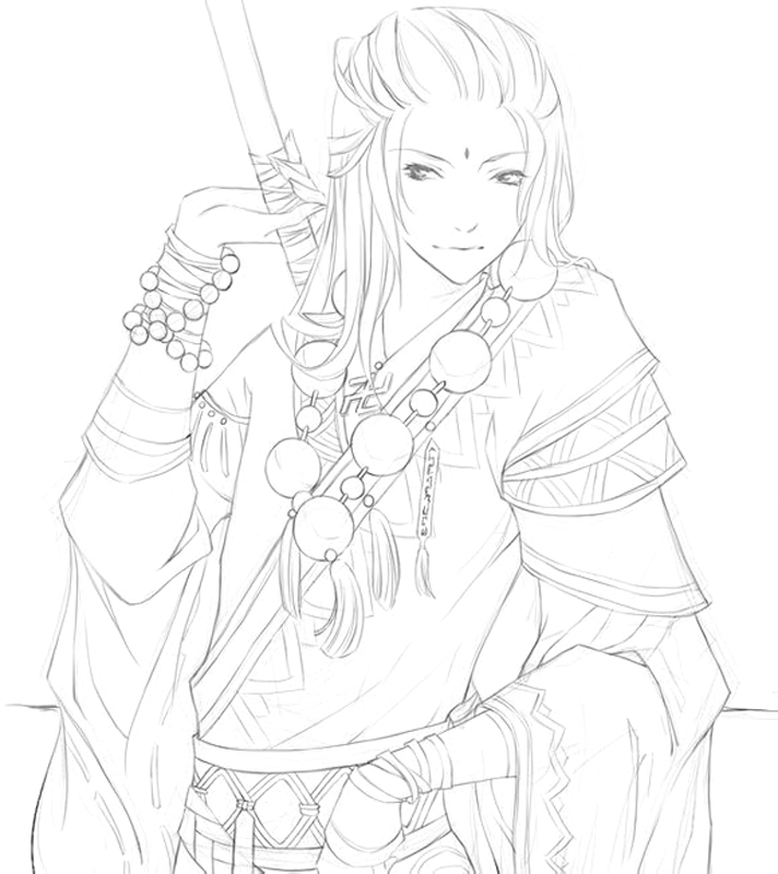 线稿# #古风# 古风男子 线稿大全,漫画上色线稿大全,上色素材,橡皮章
