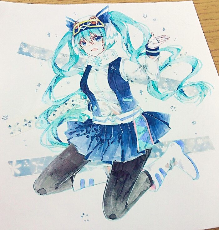 水彩绘画初音未来