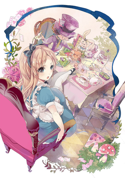 (爱丽丝梦游仙境)p站 二次元 插画 少女 头像 原创 壁纸 爱丽丝 alice