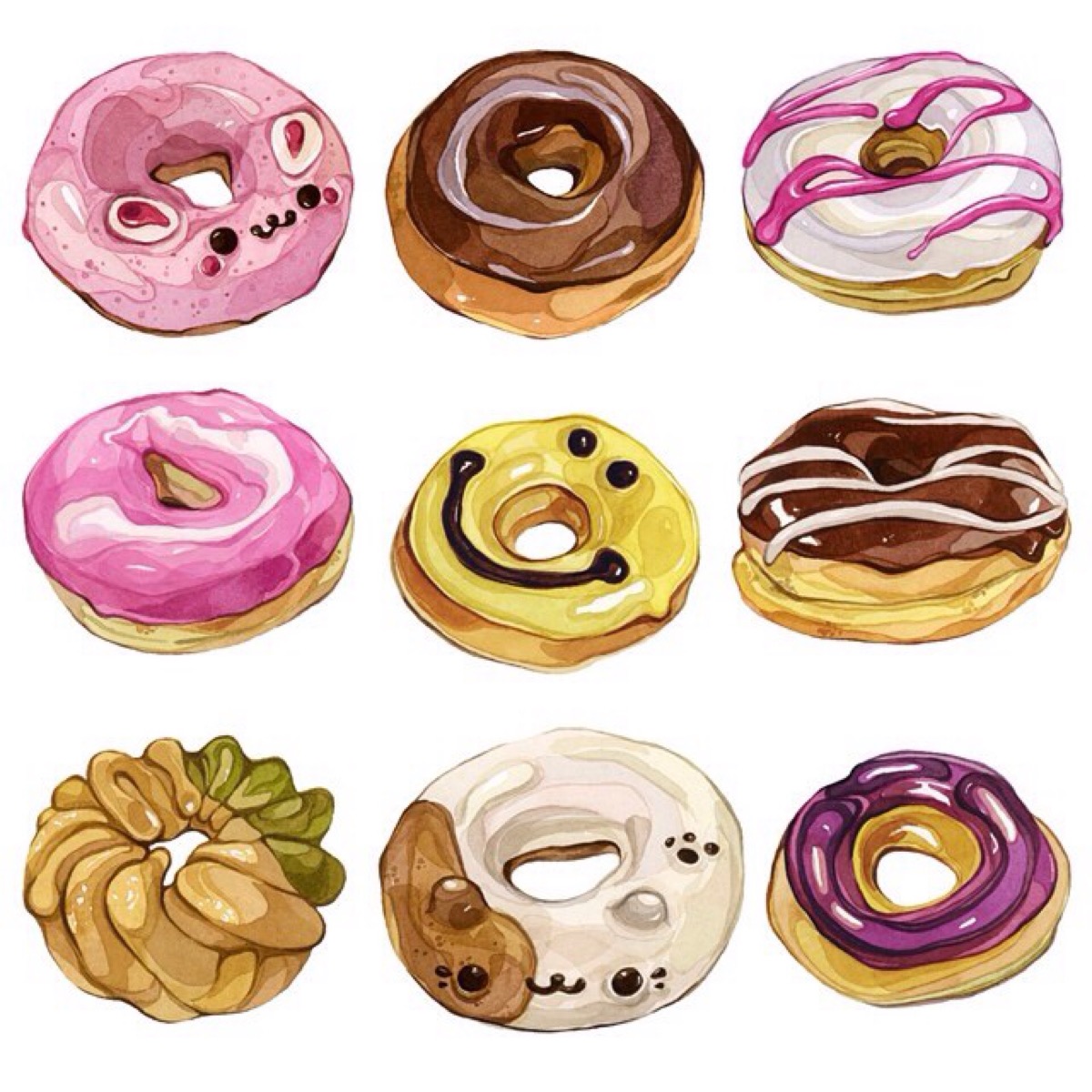 彩色甜甜圈简笔画画法图片步骤💛巧艺网