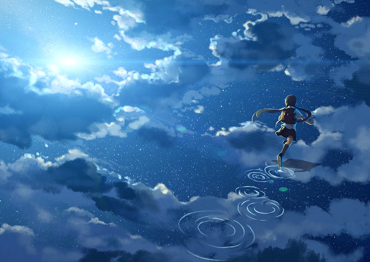 动漫插画 二次元 场景 意境 壁纸 插画 唯美 白云是蓝天的灵魂