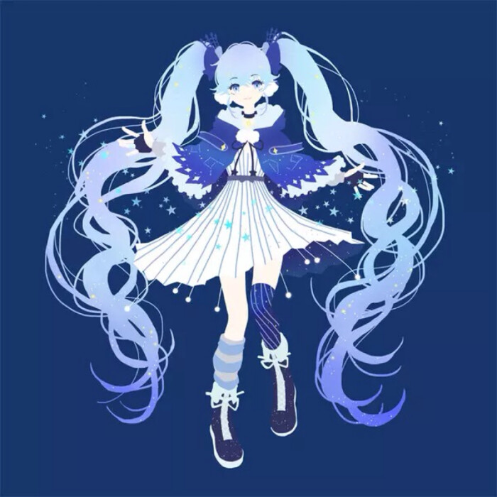 唯美 少女 小清新 温馨 星空 萌 治愈 二次元 高清 壁纸 冬 初音未来