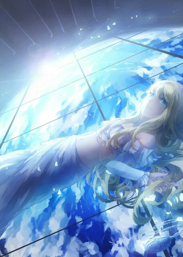 动漫蓝色治愈系少女