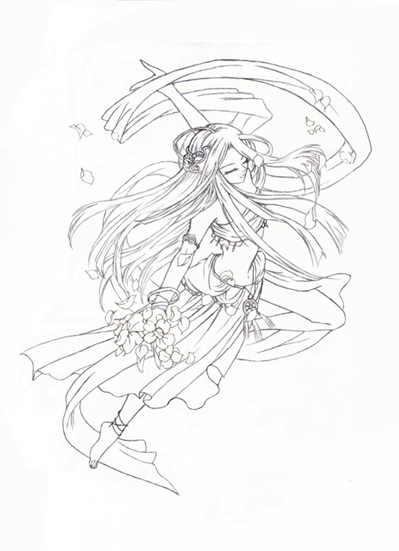 线稿# #古风# 古风女子 线稿大全,漫画上色线稿大全,上色素材橡鹌ふ 