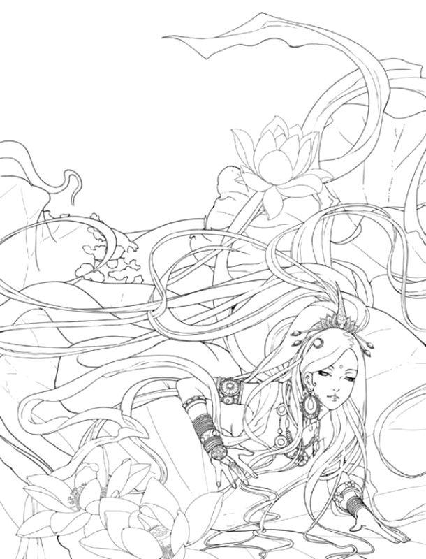 线稿#古风 古风女子 线稿大全,漫画上色线稿大全,上色素材,橡皮章