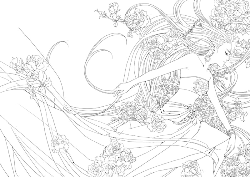 线稿#古风 古风女子 线稿大全,漫画上色线稿大全,上色素材,橡皮章