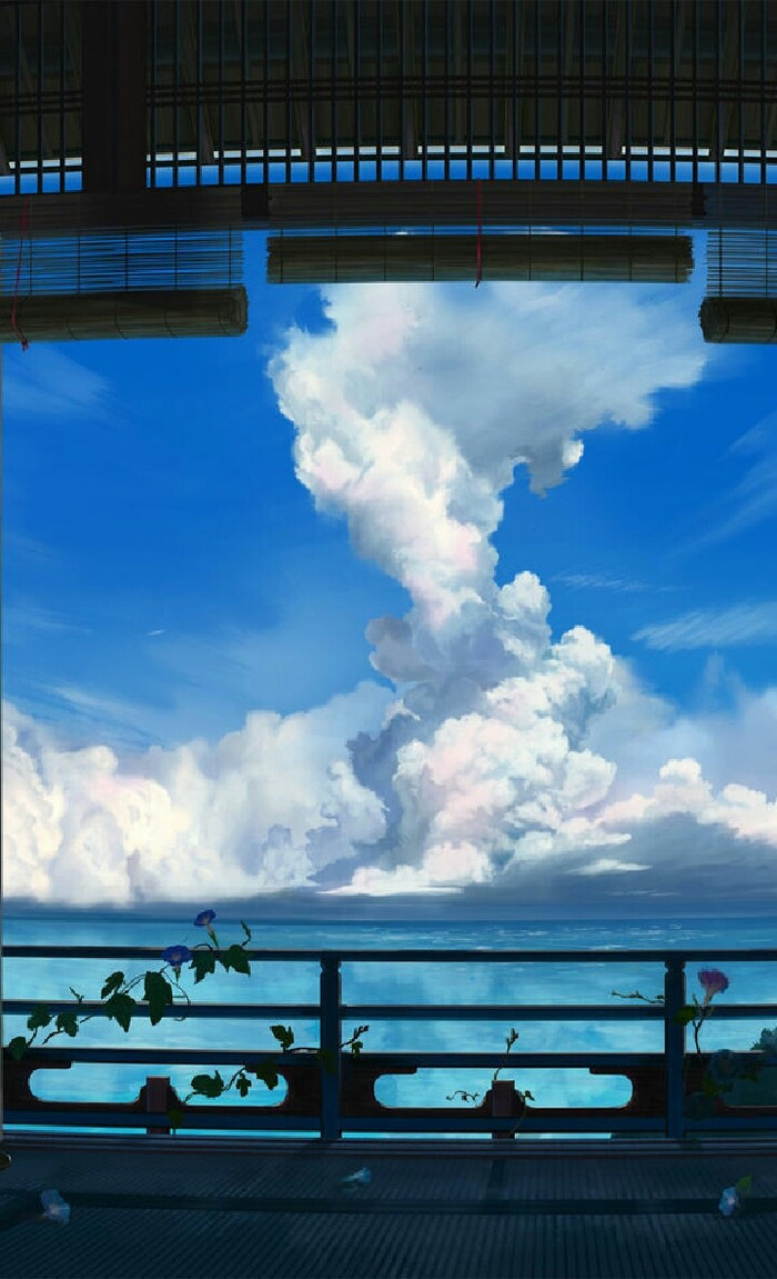 天空 唯美 小清新 意境 风景 插画 绘画